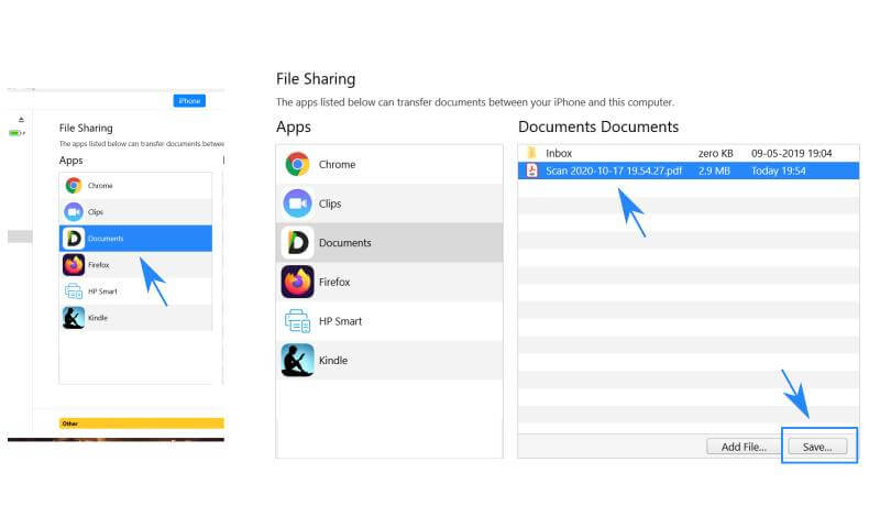 iTune fileshare -Documets App save